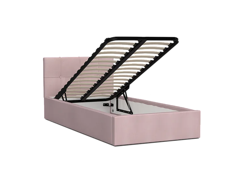 Lit coffre RINO 120 x 200 cm - Sommier inclus Rose pâle