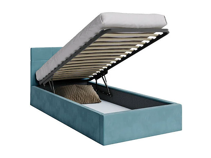 Lit coffre RINO 90 x 200 cm - Sommier inclus Azur