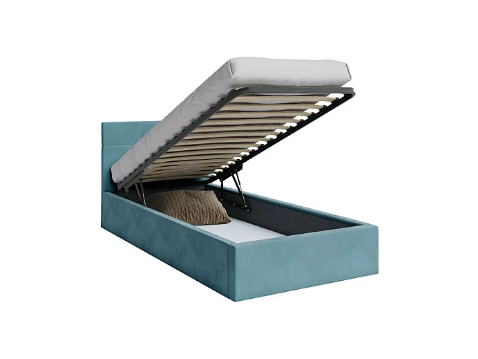 Lit coffre RINO 90 x 200 cm - Sommier inclus Azur