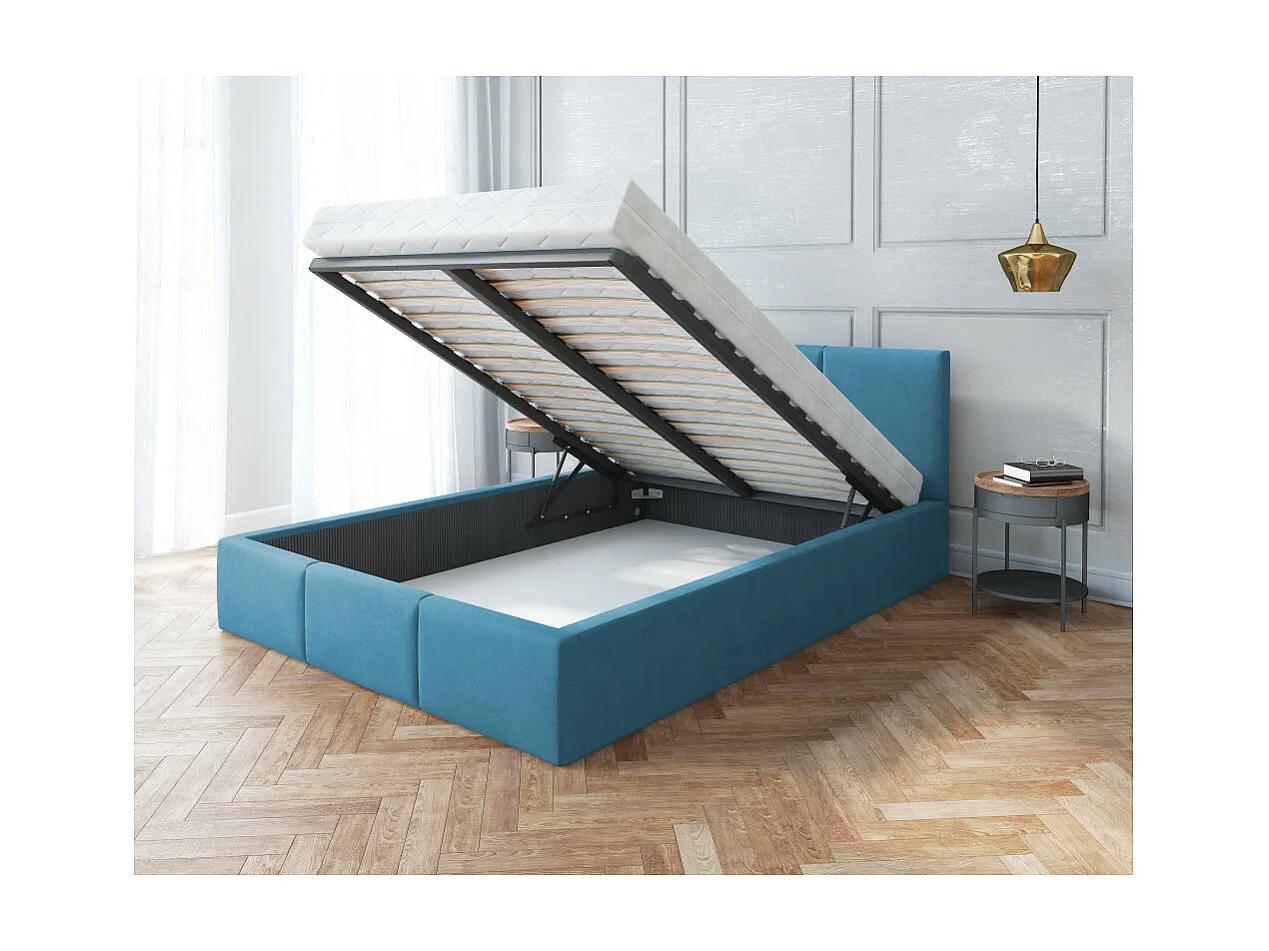 Lit Double Tesia 180x200 + coffre - Sommier inclus Azur