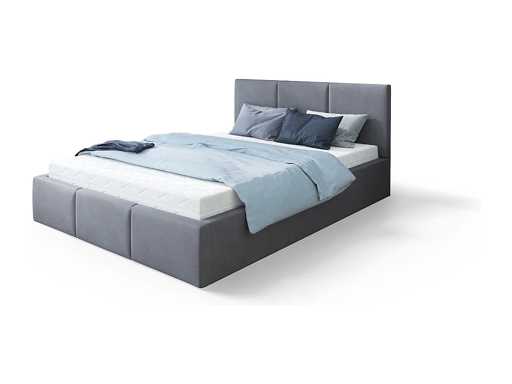 Lit Double Tesia 180x200 + coffre - Sommier inclus Gris foncé