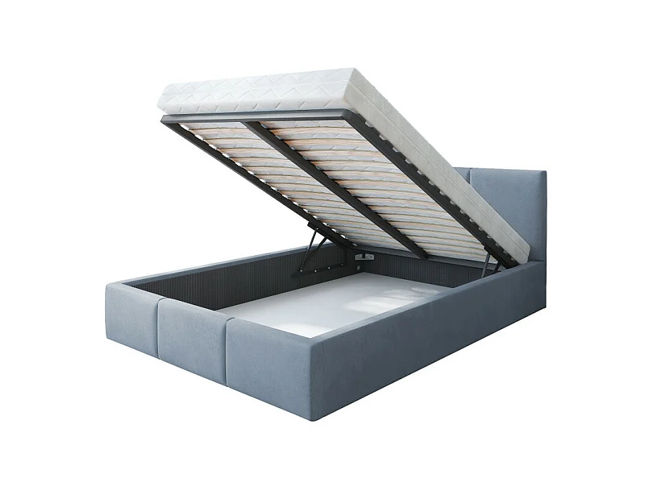 Lit Double Tesia 180x200 + coffre - Sommier inclus Gris foncé