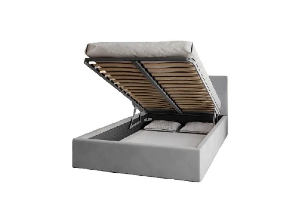 Lit coffre RINO 120 x 200 cm - Sommier inclus Gris clair