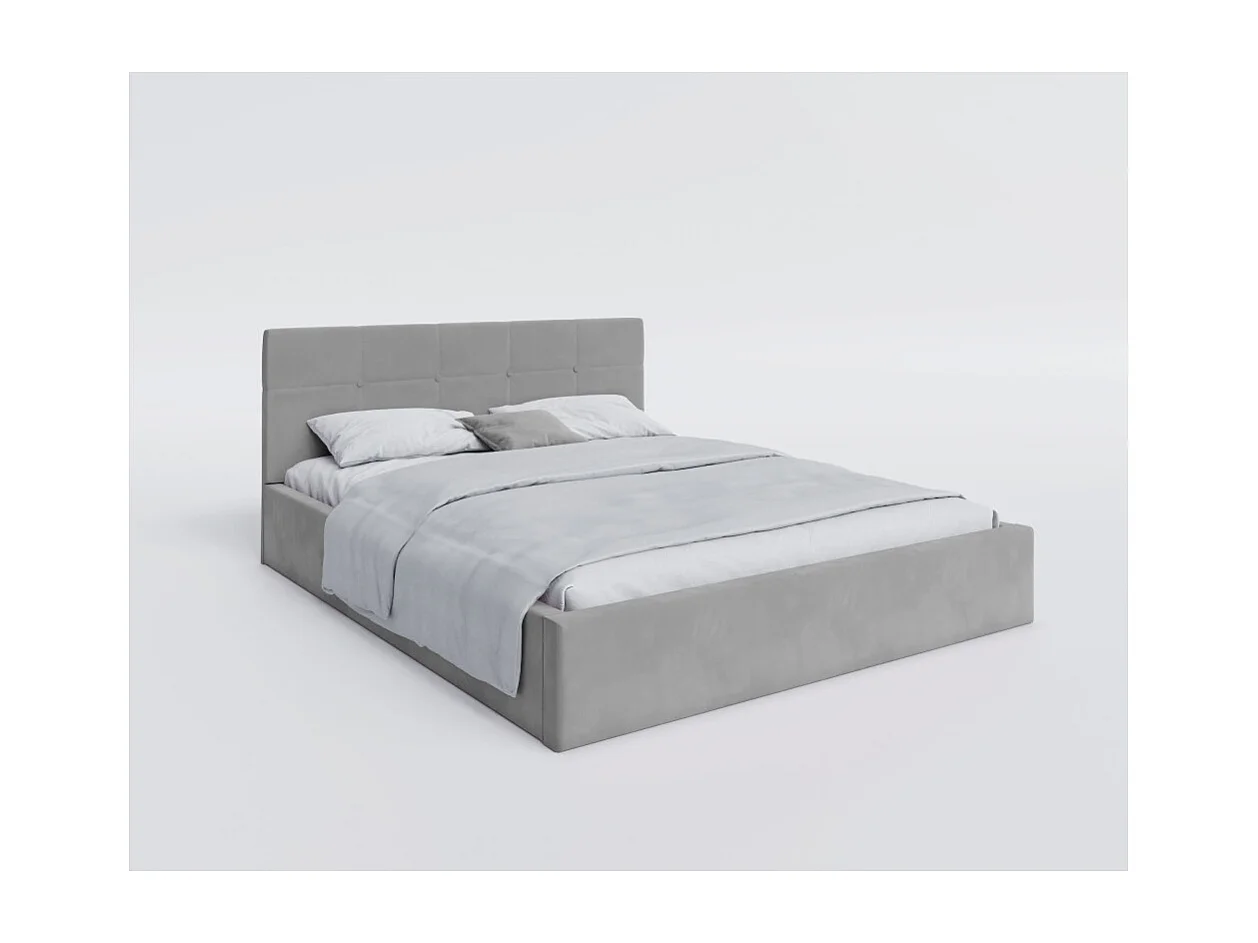 Lit coffre RINO 120 x 200 cm - Sommier inclus Gris clair