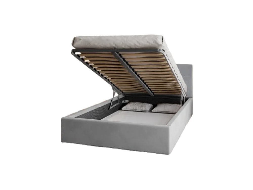 Lit coffre RINO 120 x 200 cm - Sommier inclus Gris clair