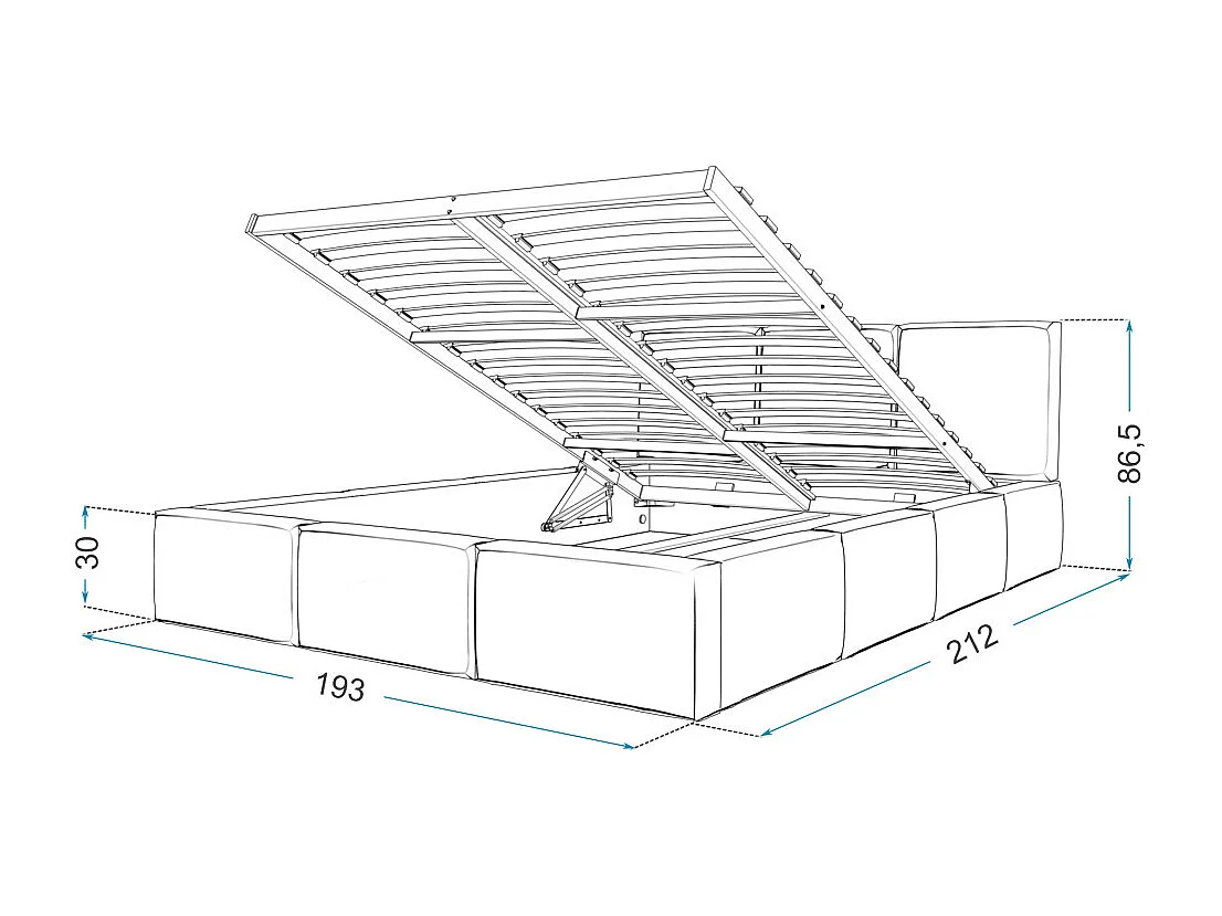 Lit Double Tesia 180x200 + coffre - Sommier inclus Rose misty