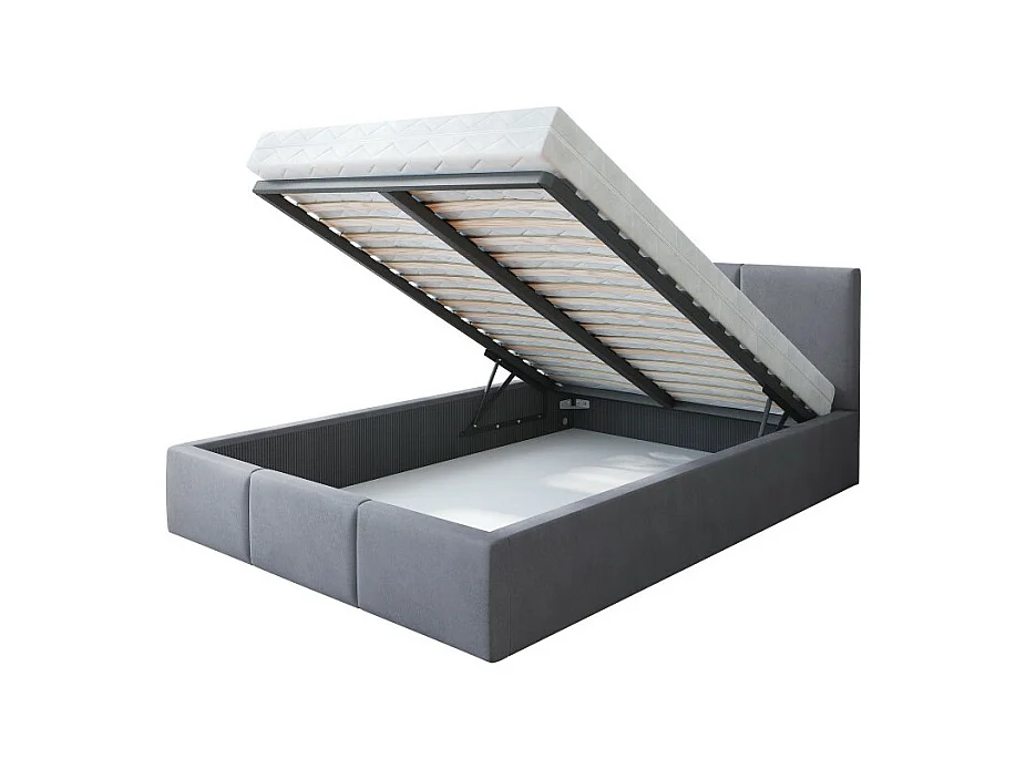 Lit Double Tesia 180x200 + coffre - Sommier inclus Gris clair