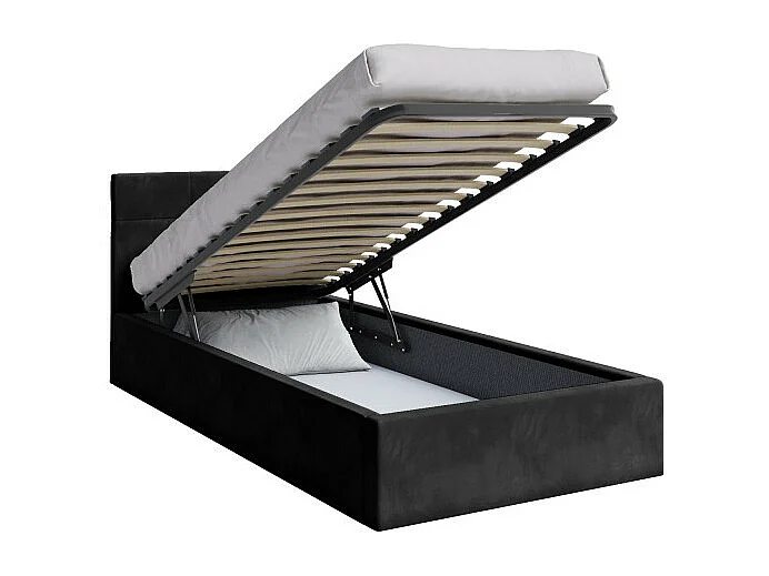 Lit coffre RINO 90 x 200 cm - Sommier inclus Noir