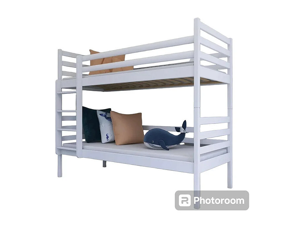 LIT SUPERPOSE SEPARABLE NELIO - Bois massif - 90x190 cm Blanc Livré avec sommiers