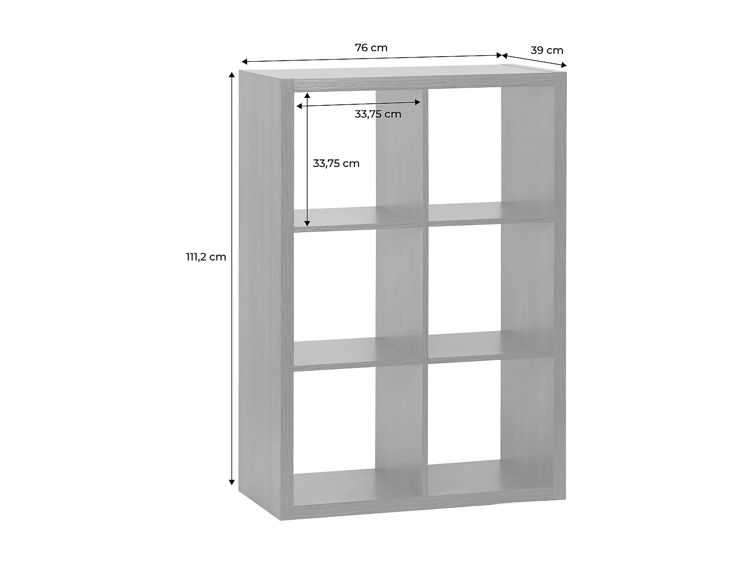 Libreria a 2 livelli con 6 scomparti, noce