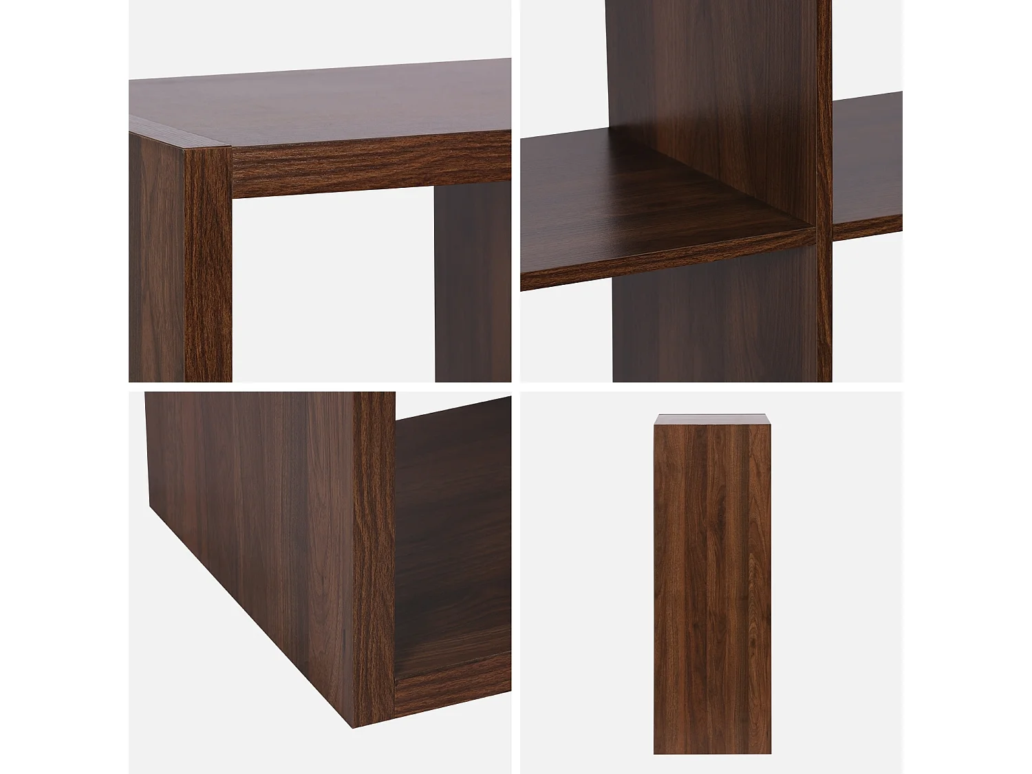 Libreria a 2 livelli con 6 scomparti, noce