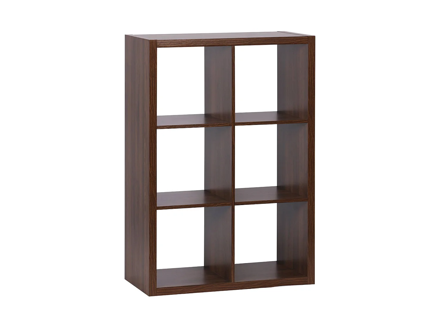 Etagère bibliothèque 2 niveaux 6 compartiments. casiers. effet bois de noyer. L 111.2 x P 39 x H 76cm