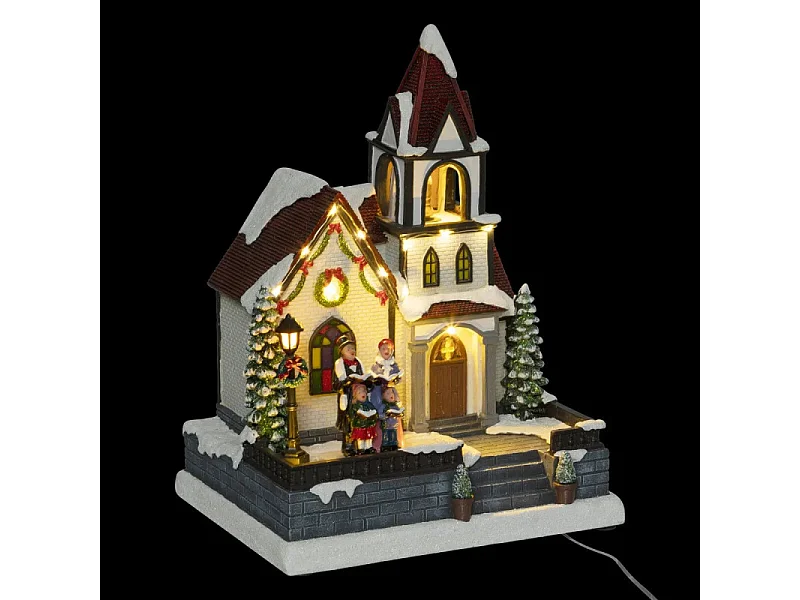 Village de Noël lumineux, musical et animé Eglise et son clocher
