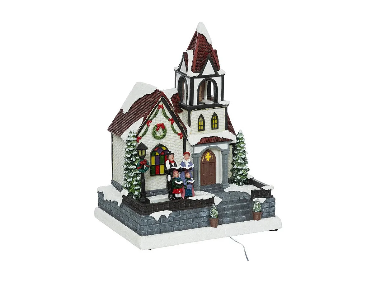 Village de Noël lumineux, musical et animé Eglise et son clocher