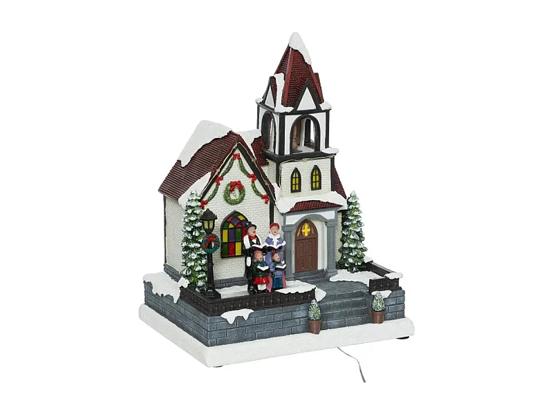 Village de Noël lumineux, musical et animé Eglise et son clocher
