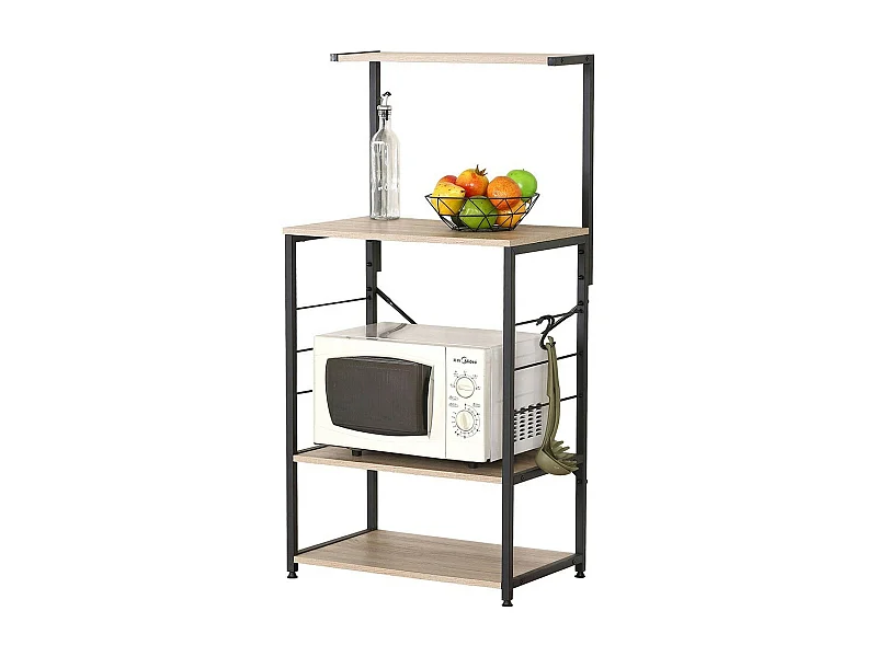 Küchenwagen im Industriestil, Kollektion HOLBORN, mit schwarzer Metallstruktur und Holzregalen.