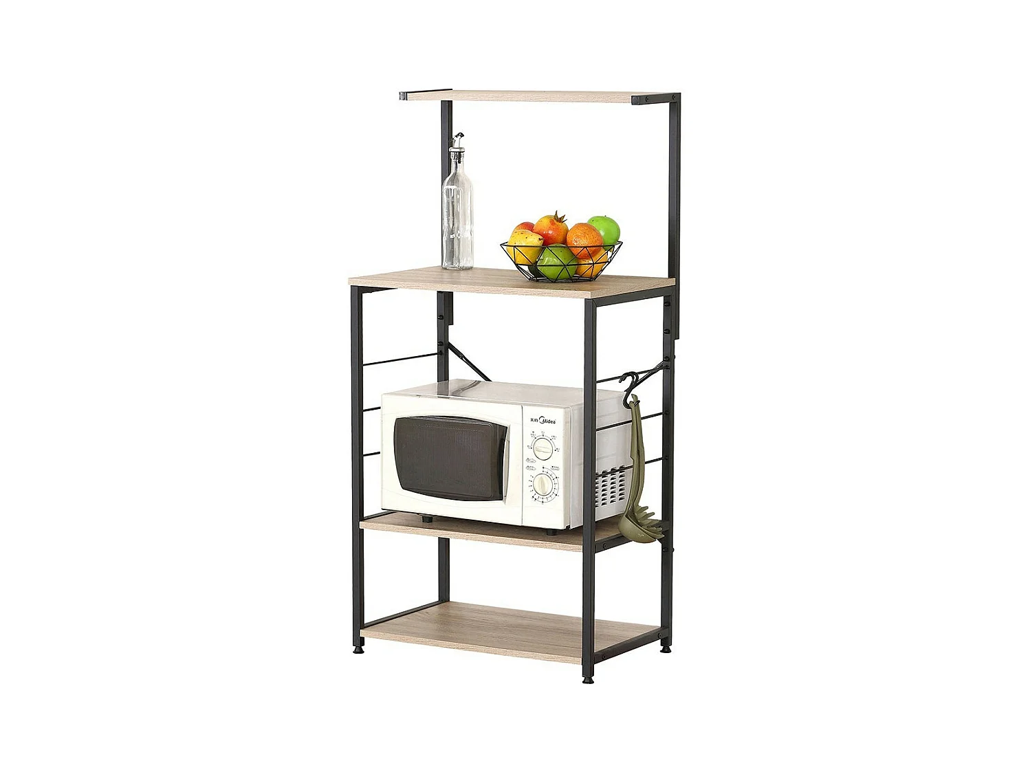 Desserte de cuisine style industriel collection HOLBORN structure en métal noir et étagères en bois.