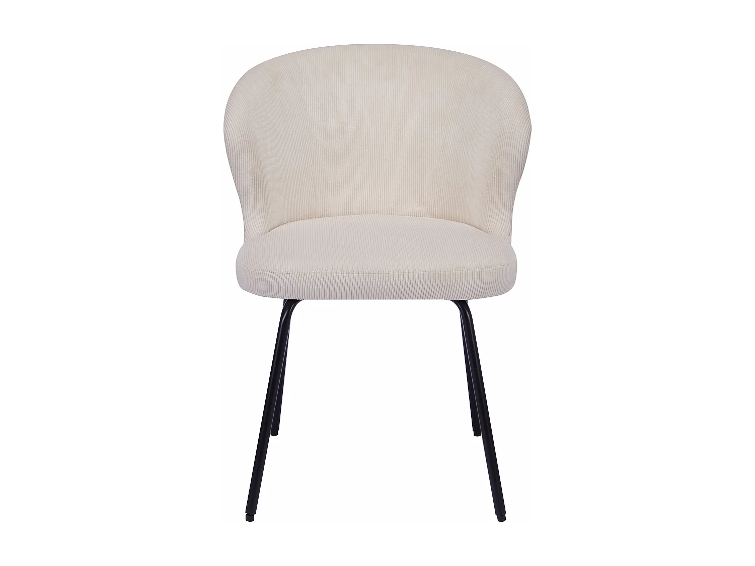 Lot de 6 chaises en velours côtelé et métal noir - Crème - RELIOZA