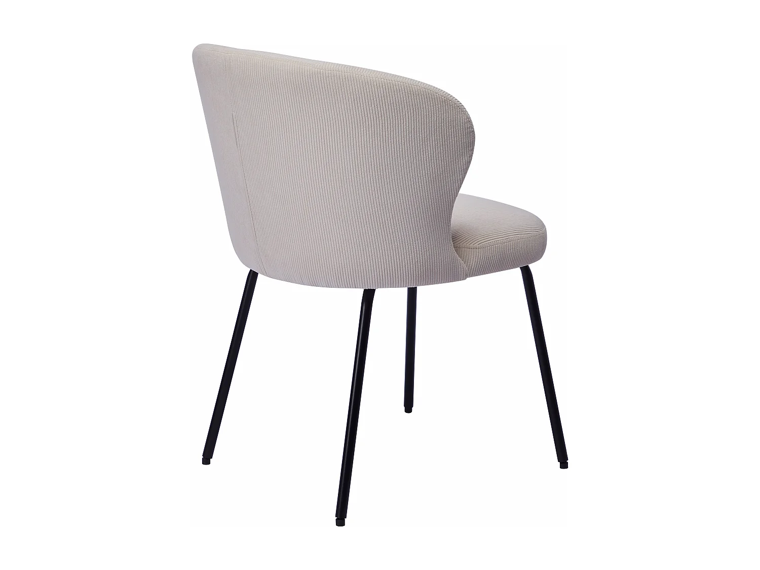 Lot de 6 chaises en velours côtelé et métal noir - Crème - RELIOZA