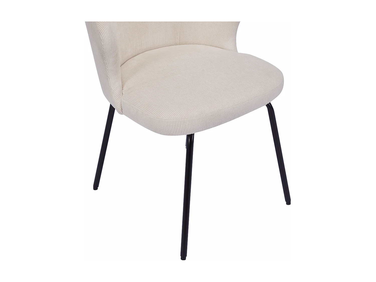 Lot de 6 chaises en velours côtelé et métal noir - Crème - RELIOZA