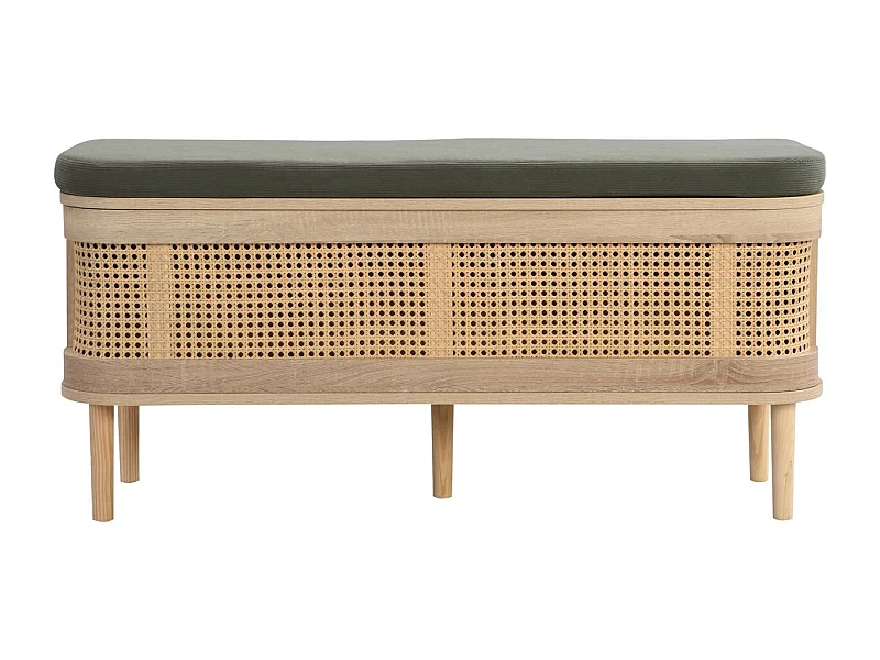 Banc d'entrée avec rangement pour chaussures en bois et cannage 100 cm - Bali