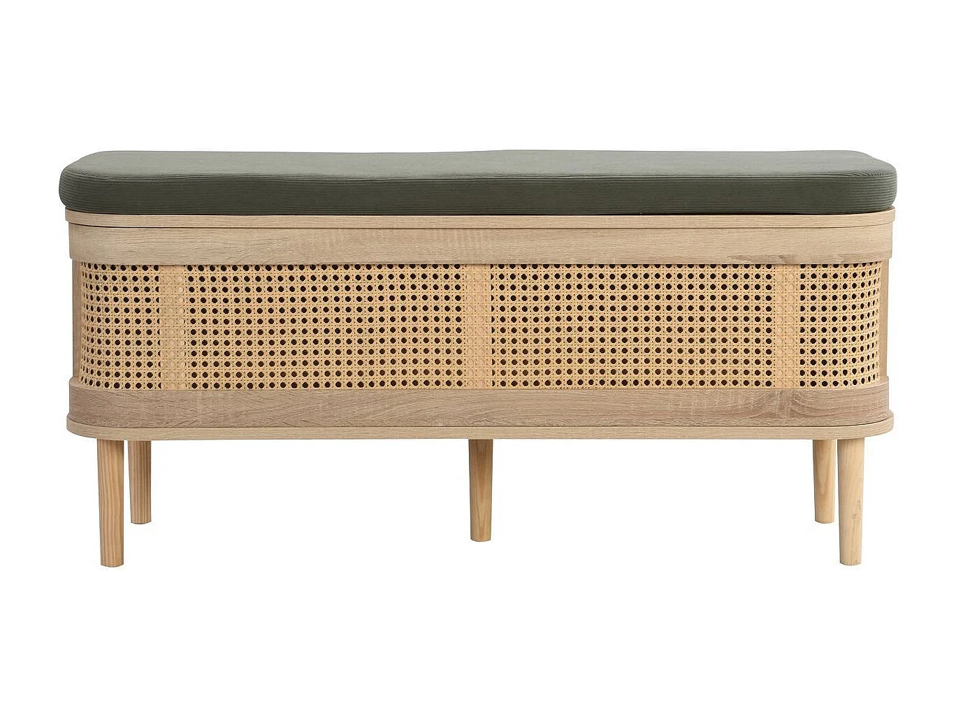 Banc d'entrée avec rangement pour chaussures en bois et cannage 100 cm - Bali