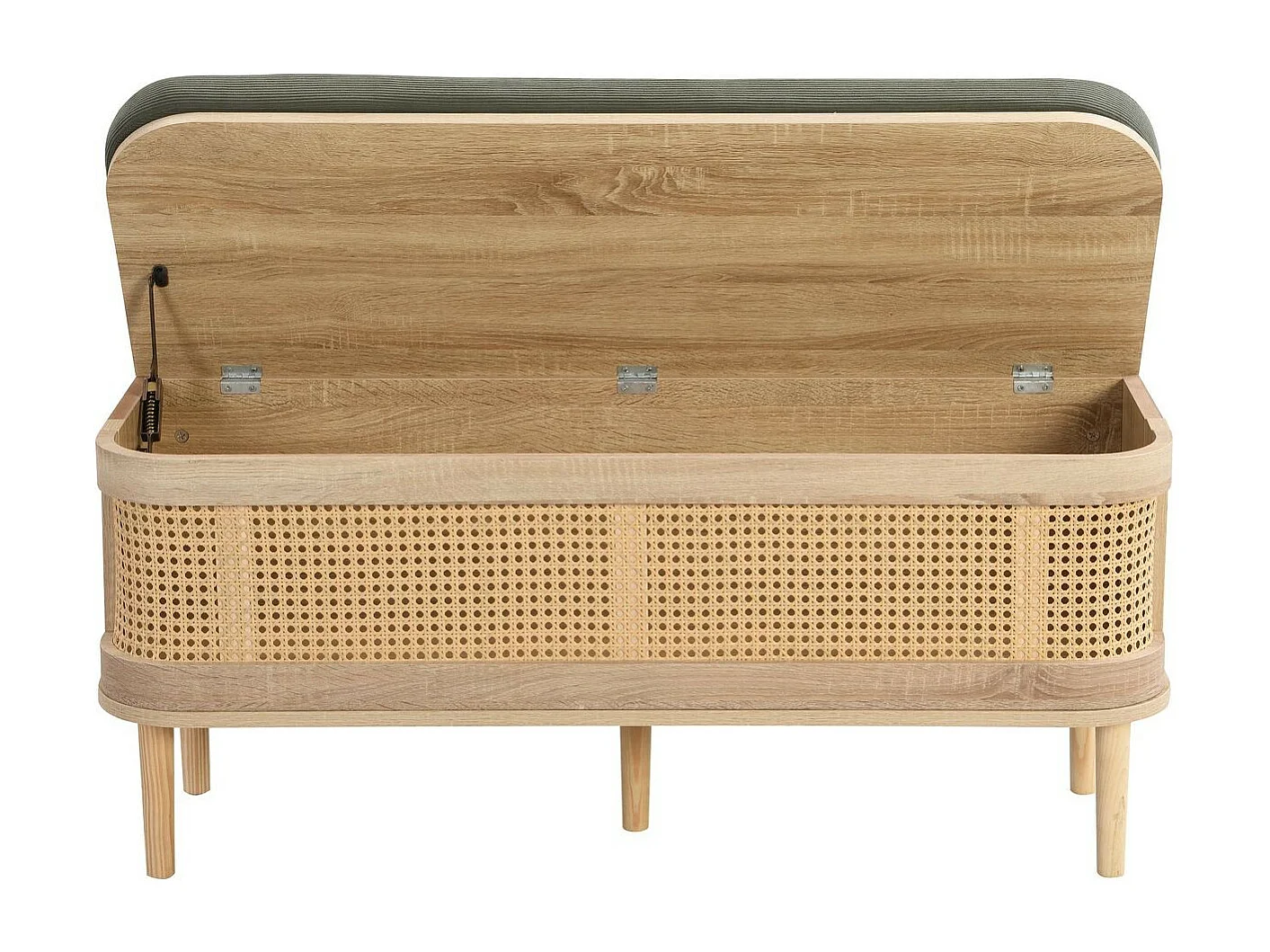 Banc d'entrée avec rangement pour chaussures en bois et cannage 100 cm - Bali
