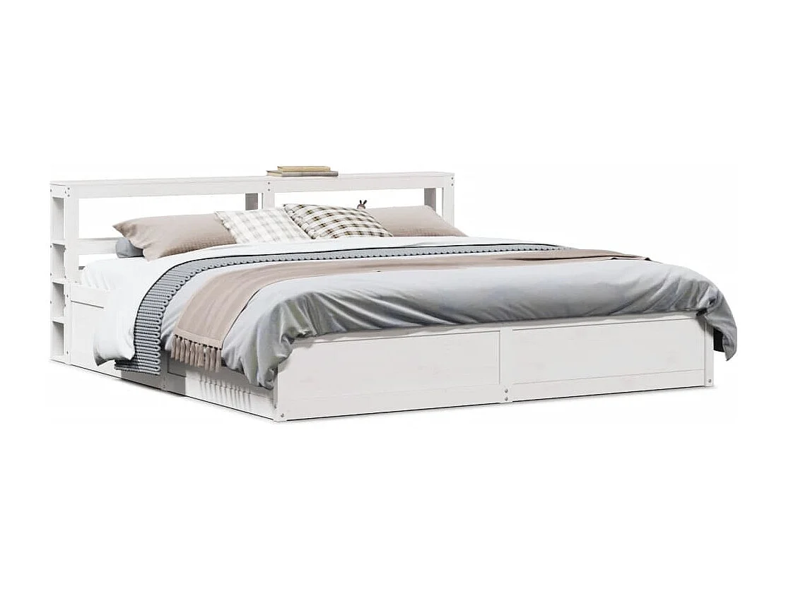 Estructura de cama con cabecero madera de pino blanco 200x200cm