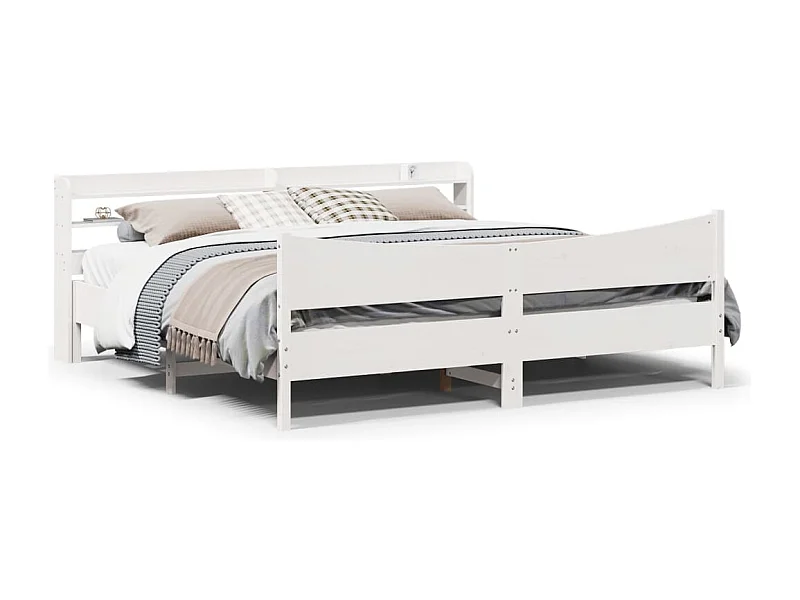 Estructura cama cabecero madera maciza pino blanco 180x200 cm