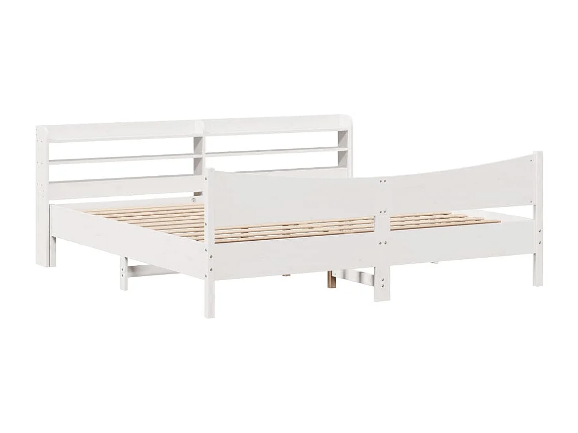 Cadre de lit et tête de lit blanc 180x200 cm bois de pin massif