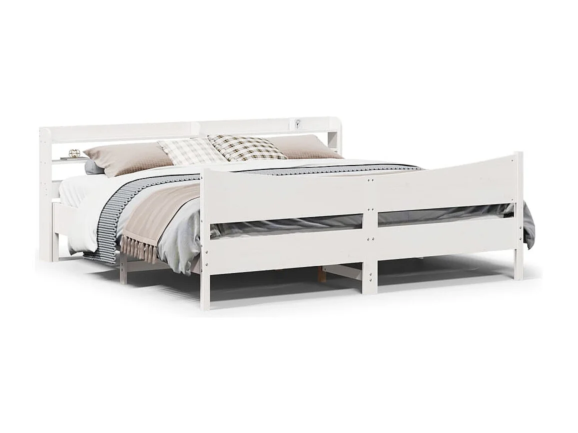 Estrutura de cama com cabeceira 180x200cm pinho maciço branco