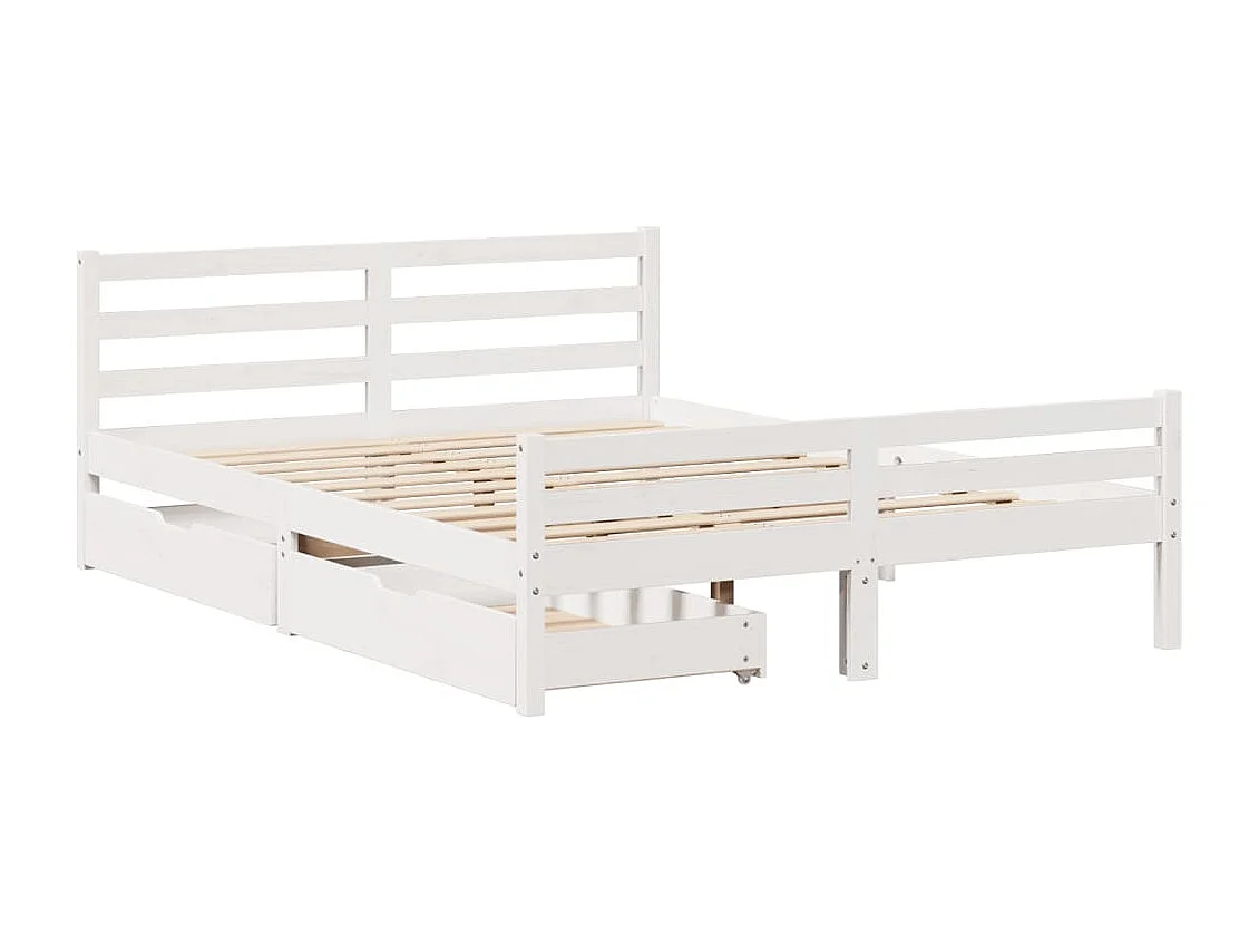 Cama sem colchão 150x200 cm madeira de pinho maciça branco