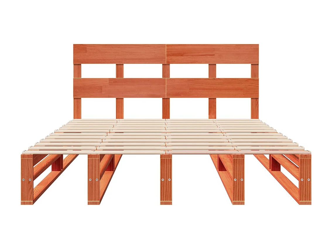 Cadre de lit sans matelas cire marron 160x200cm bois pin massif