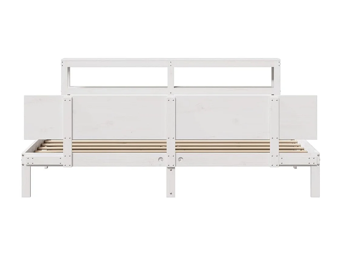 Cadre de lit et tête de lit blanc 200x200 cm bois de pin massif