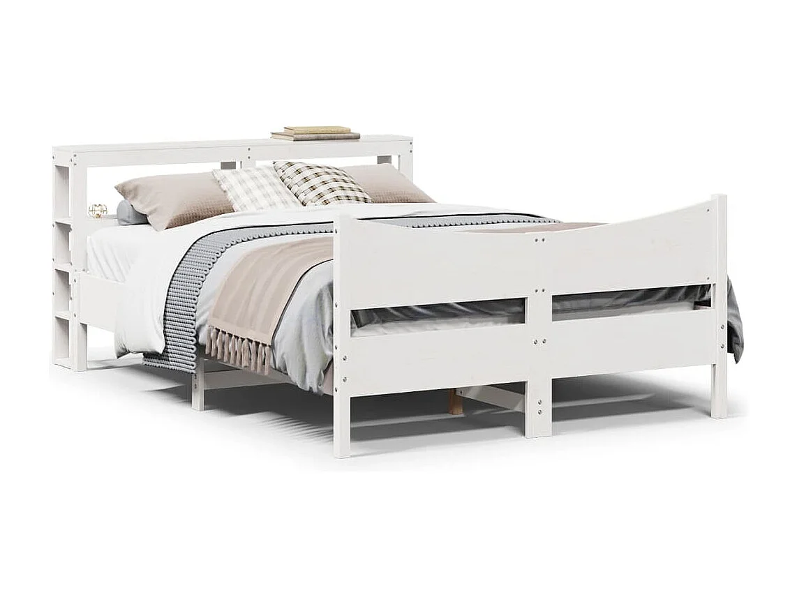 Estructura de cama con cabecero madera pino blanco 135x190 cm