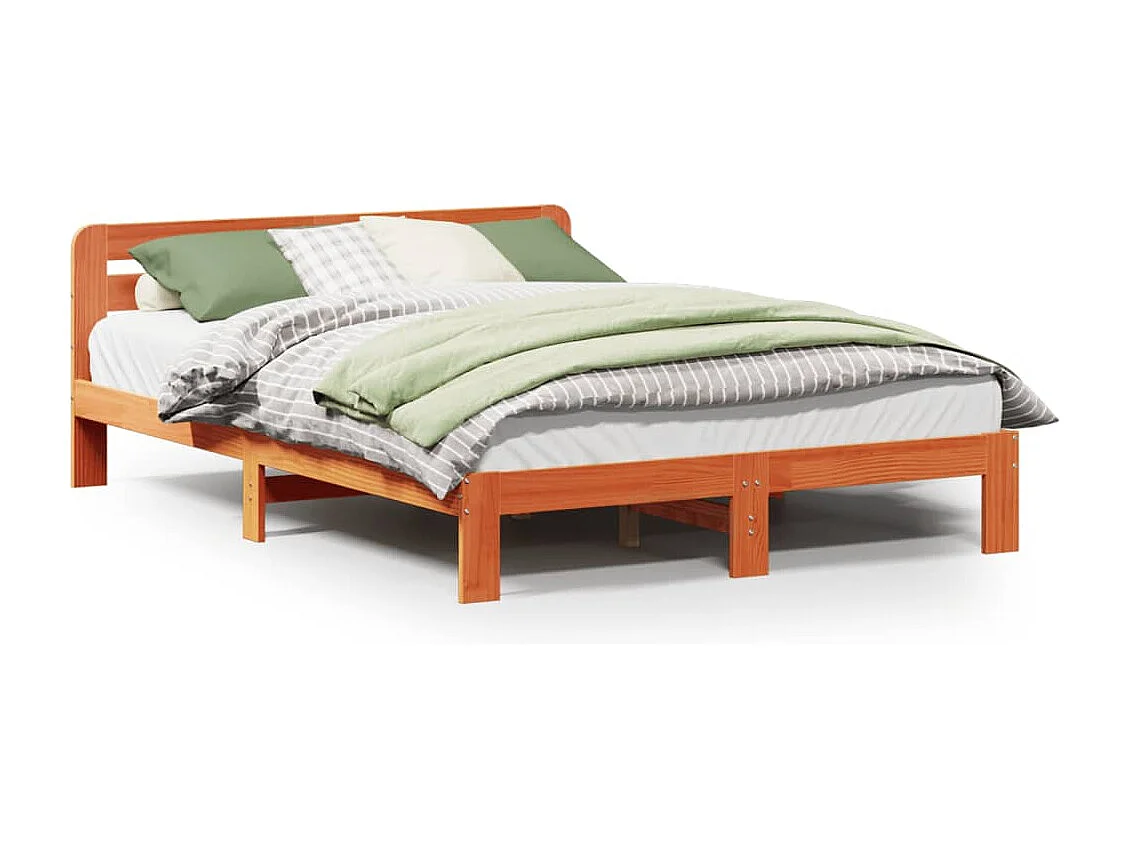 Cama sem colchão 120x200 cm madeira pinho maciça castanho-mel