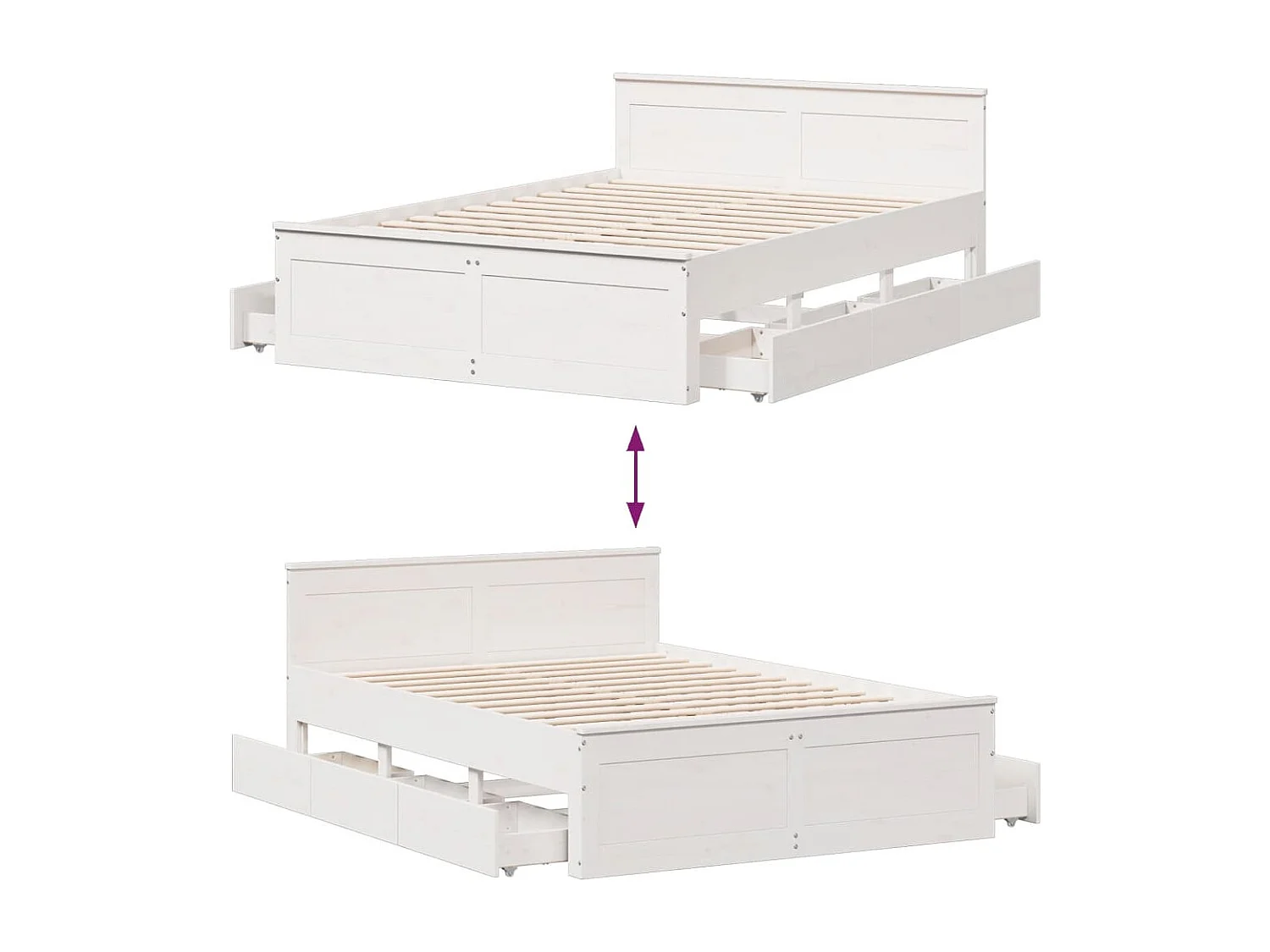 Cama sem colchão com cabeceira 140x190 cm pinho maciço branco