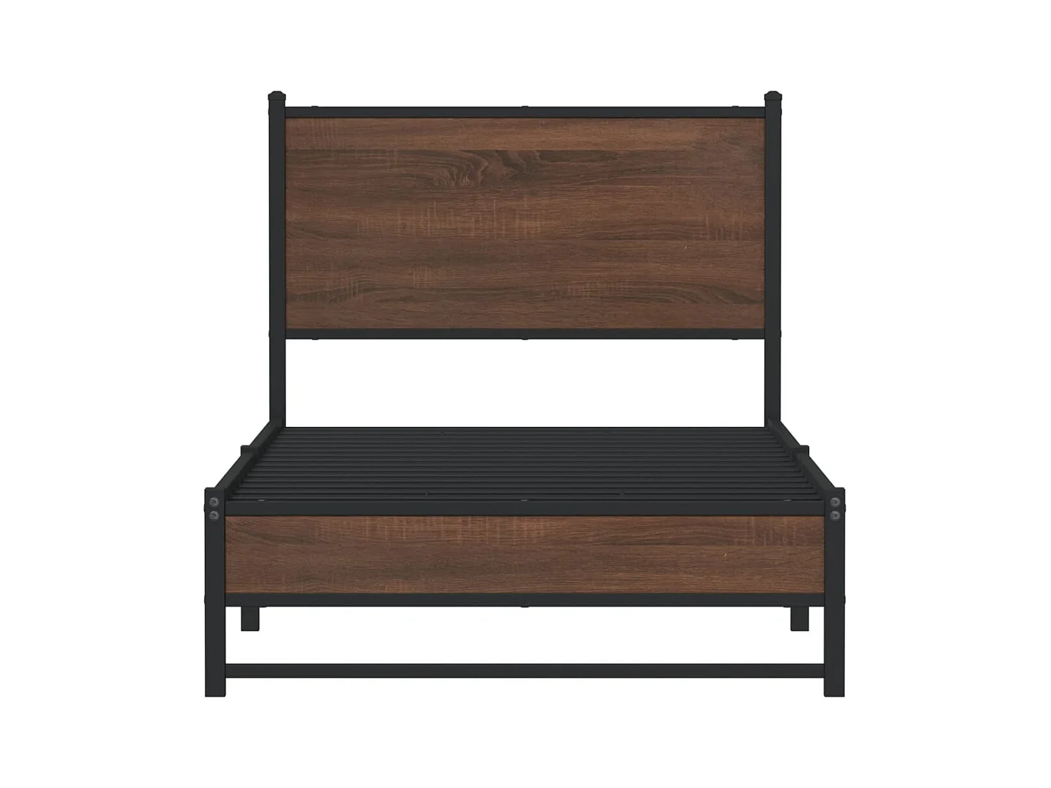 Estrutura cama com cabeceira 75x190 cm metal carvalho castanho
