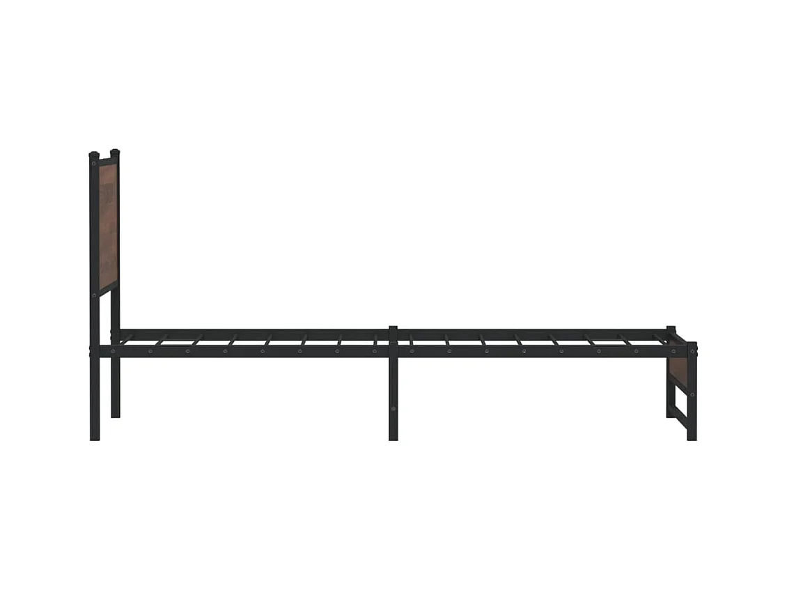 Estrutura cama com cabeceira 75x190 cm metal carvalho castanho