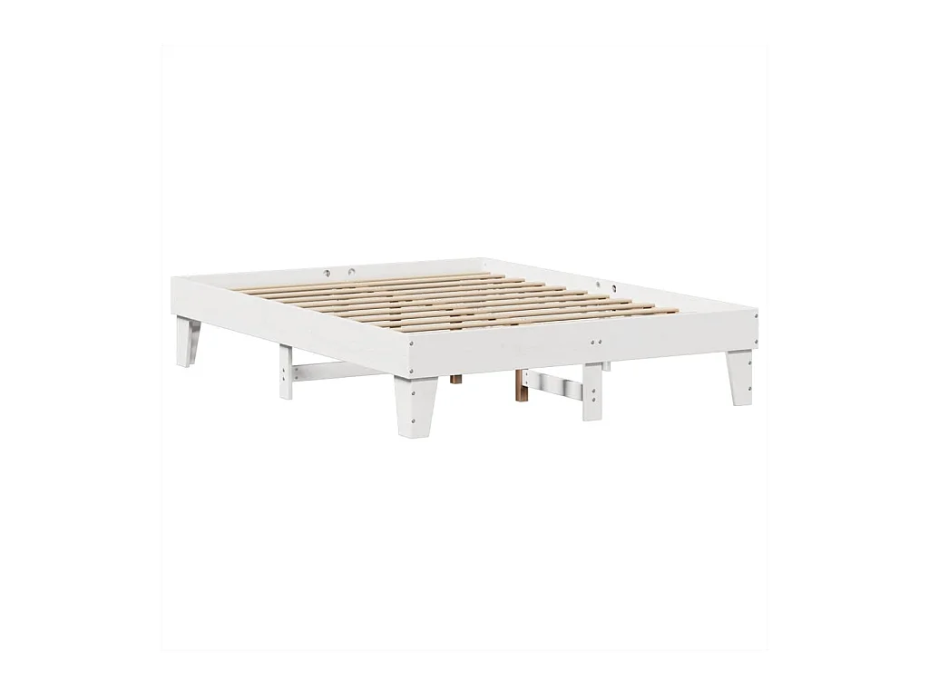 Estructura de cama sin colchón madera de pino blanca 140x190 cm