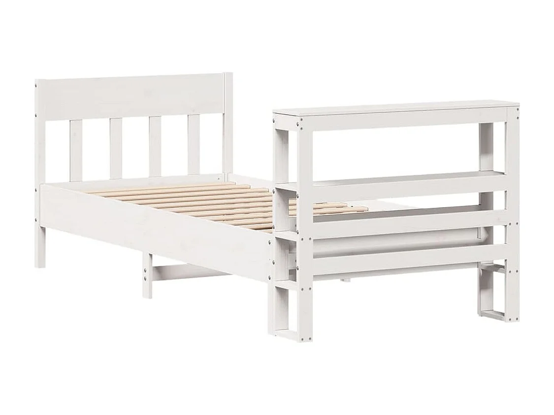 Estructura de cama sin colchón madera maciza blanca 75x190 cm