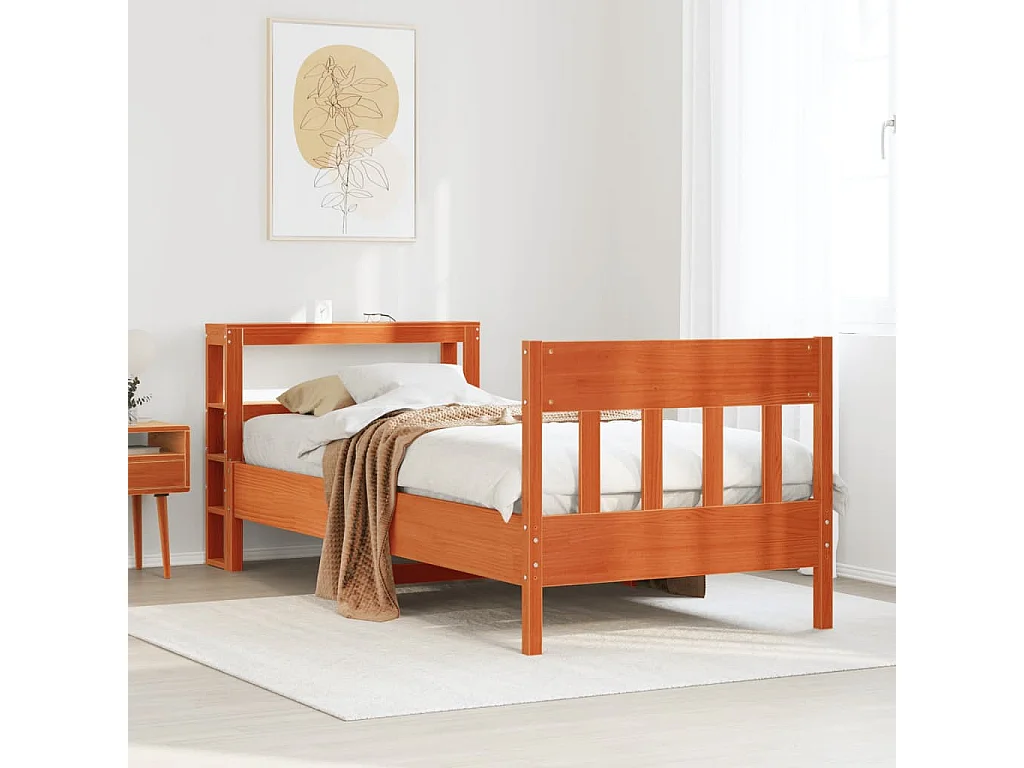 Cadre de lit sans matelas cire marron 90x190 cm bois pin massif