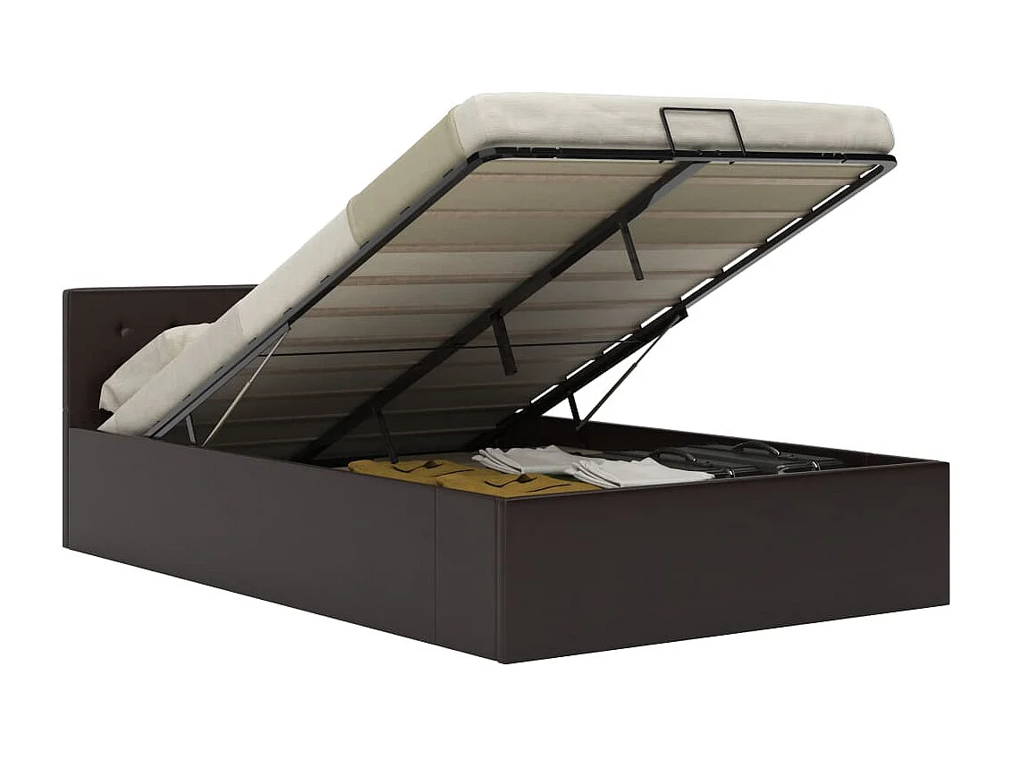 Cama canapé hidráulica cuero sintético gris 120x200 cm