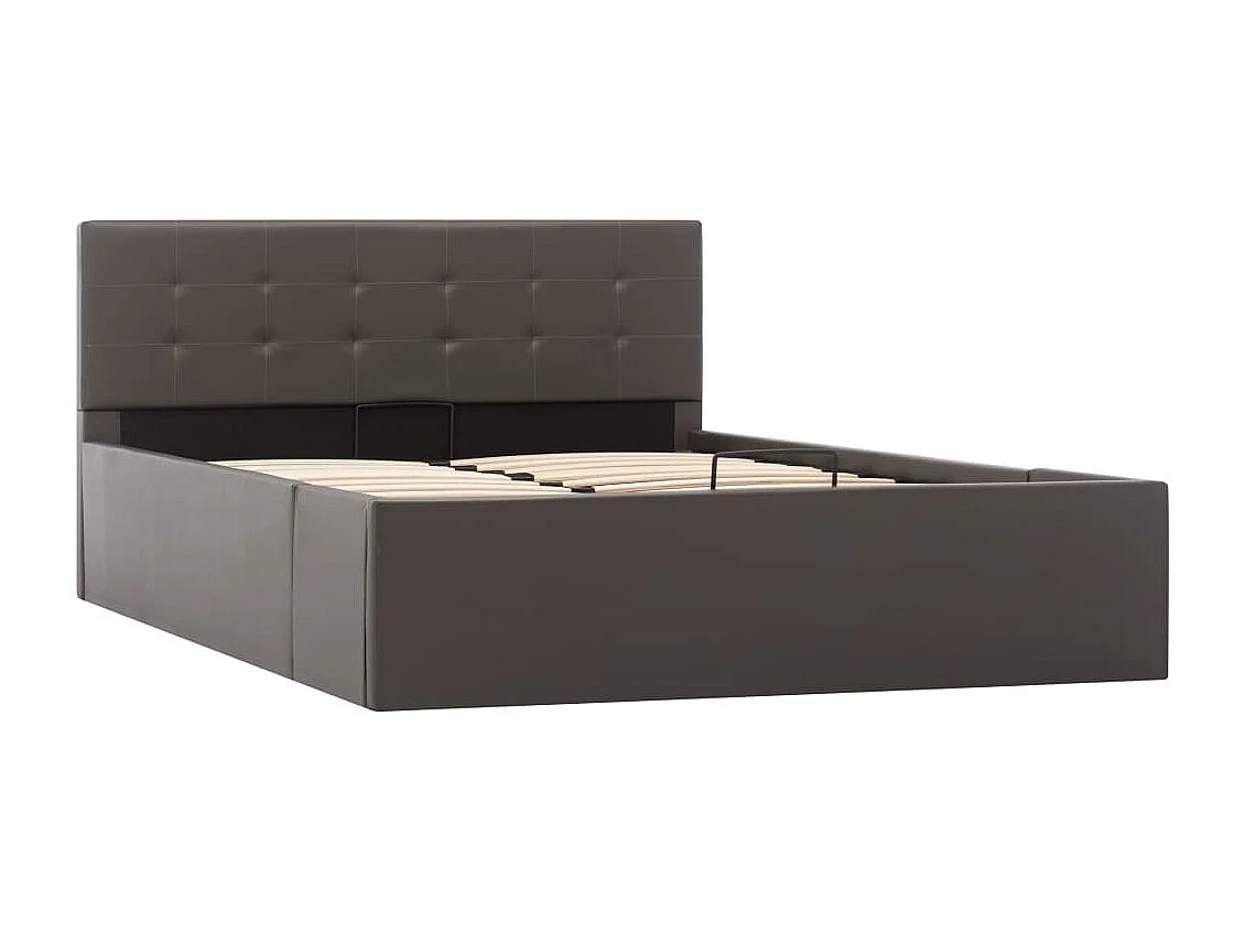 Cama canapé hidráulica cuero sintético gris 120x200 cm