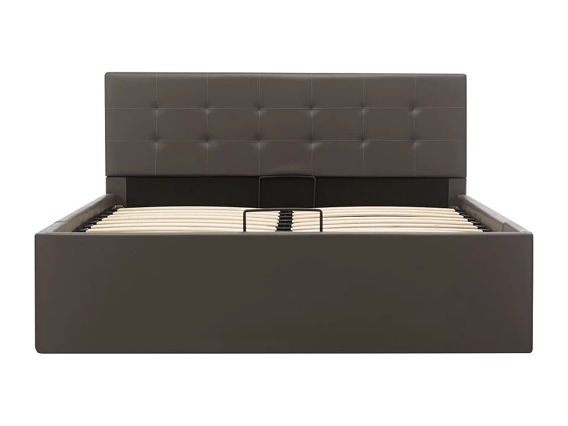 Cama canapé hidráulica cuero sintético gris 120x200 cm