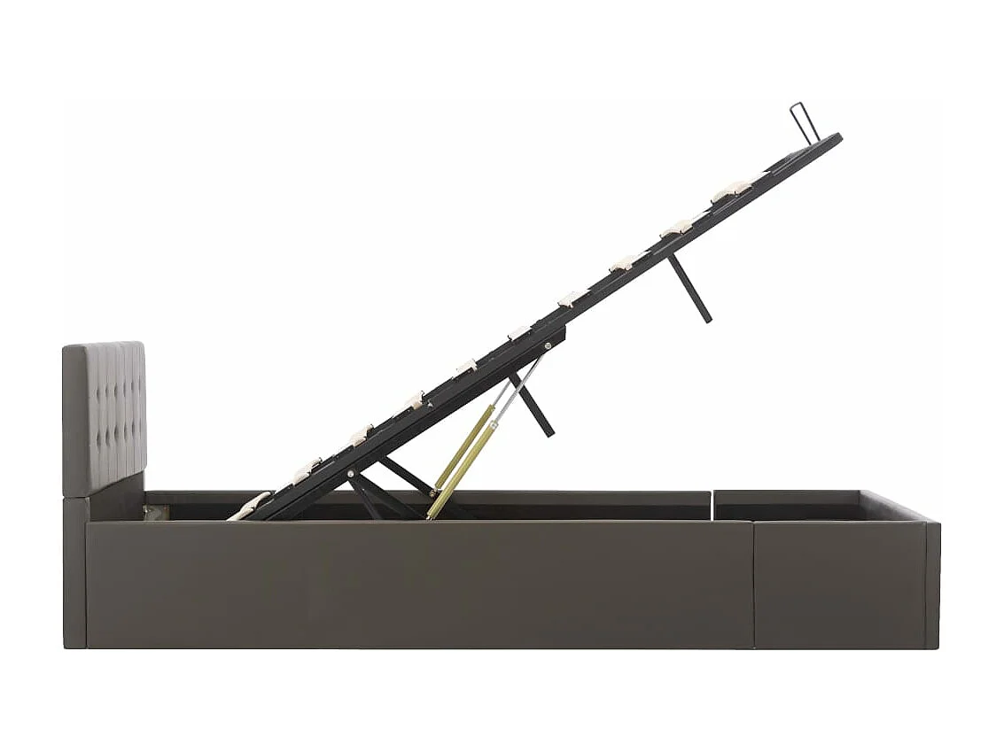 Cama canapé hidráulica cuero sintético gris 120x200 cm