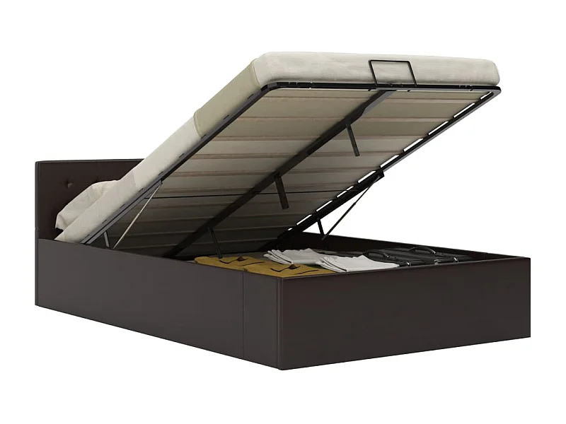 Cadre de lit à rangement hydraulique Gris Similicuir 120x200 cm