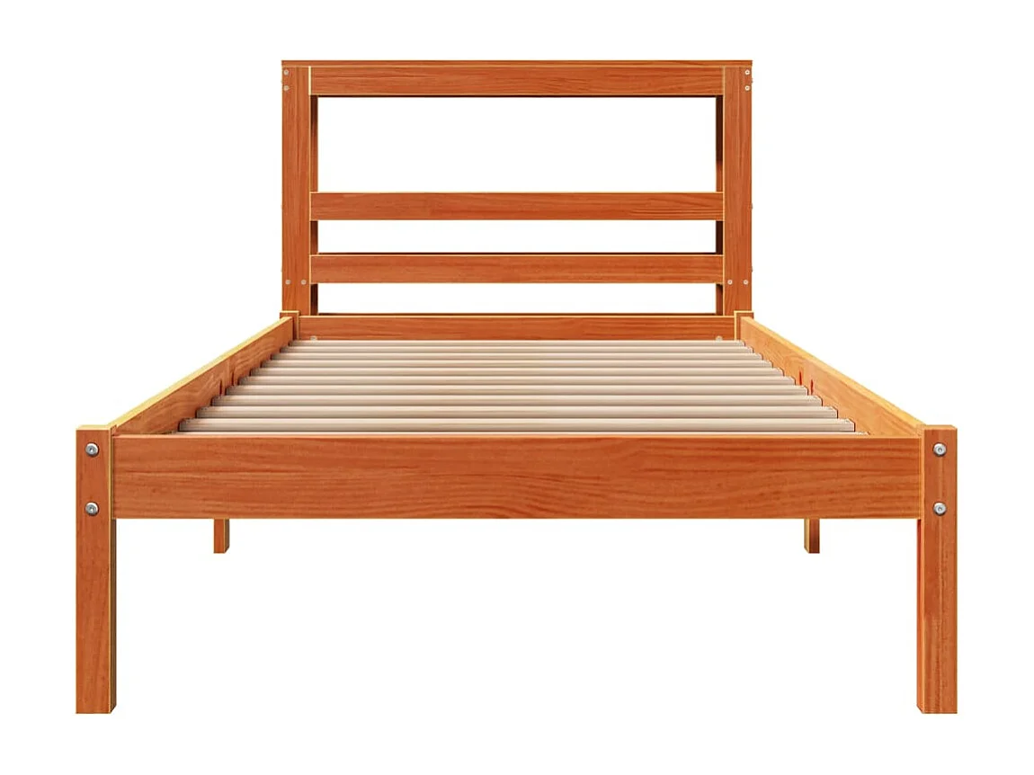 Cadre de lit et tête de lit cire marron 100x200 cm bois de pin