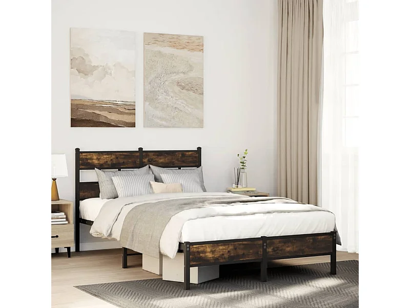 Estructura cama con cabecero sin colchón roble Sonoma 120x190cm