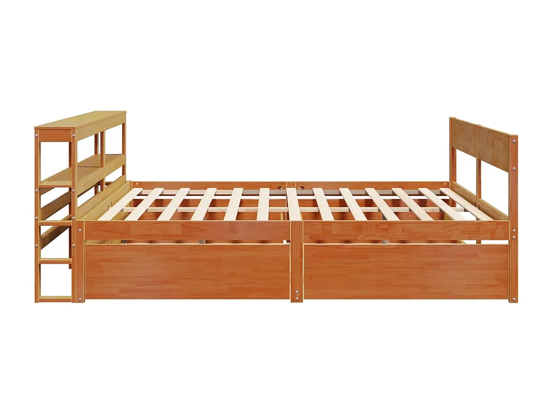 Cama sin colchón madera maciza de pino marrón cera 180x200 cm